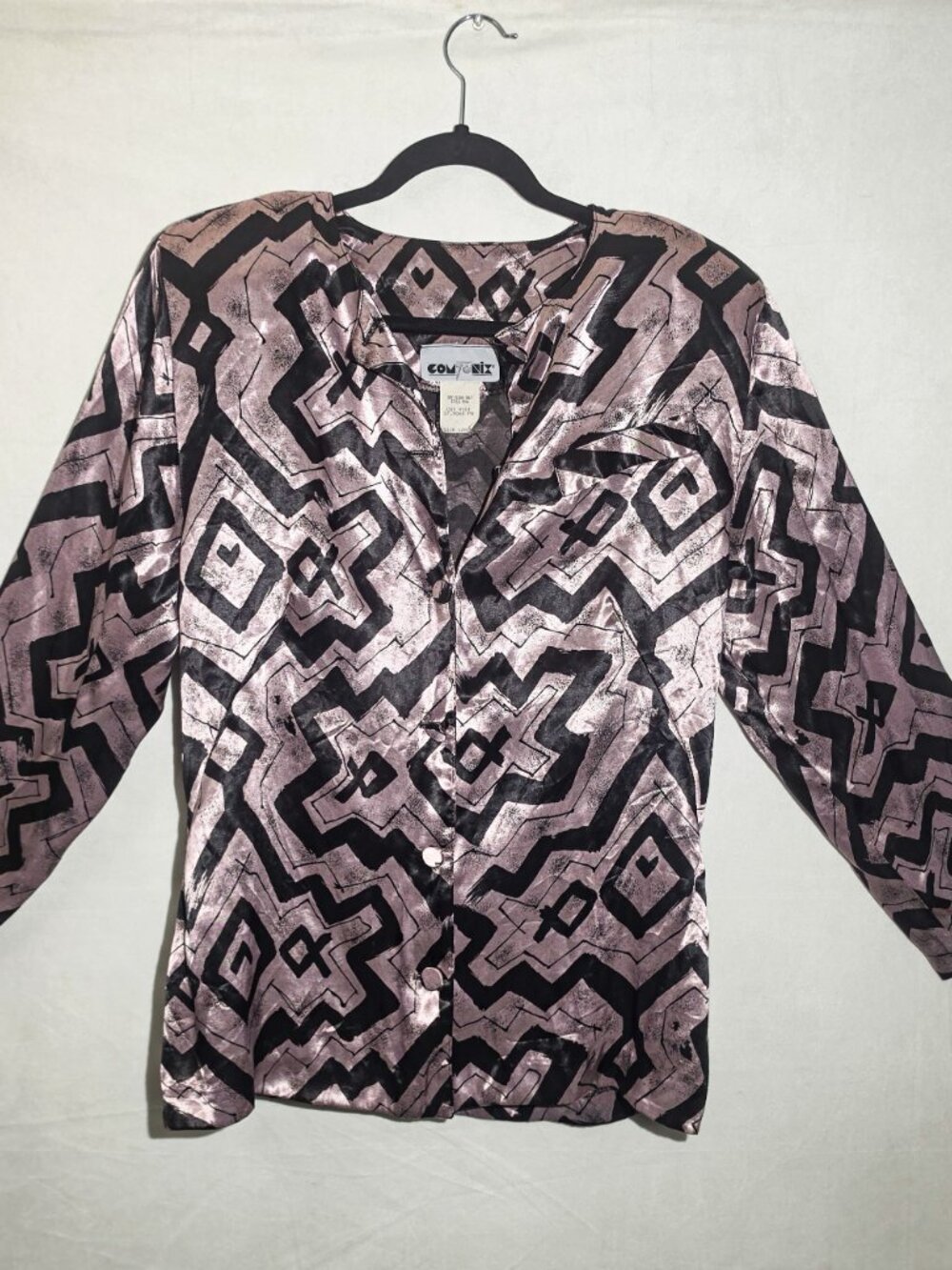 Componix Vintage Womens Metallic Shirt Large DRY CLEAN ONLY Padded shoulders